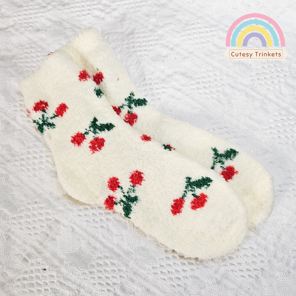 Cozy Berry Fuzzy Socks