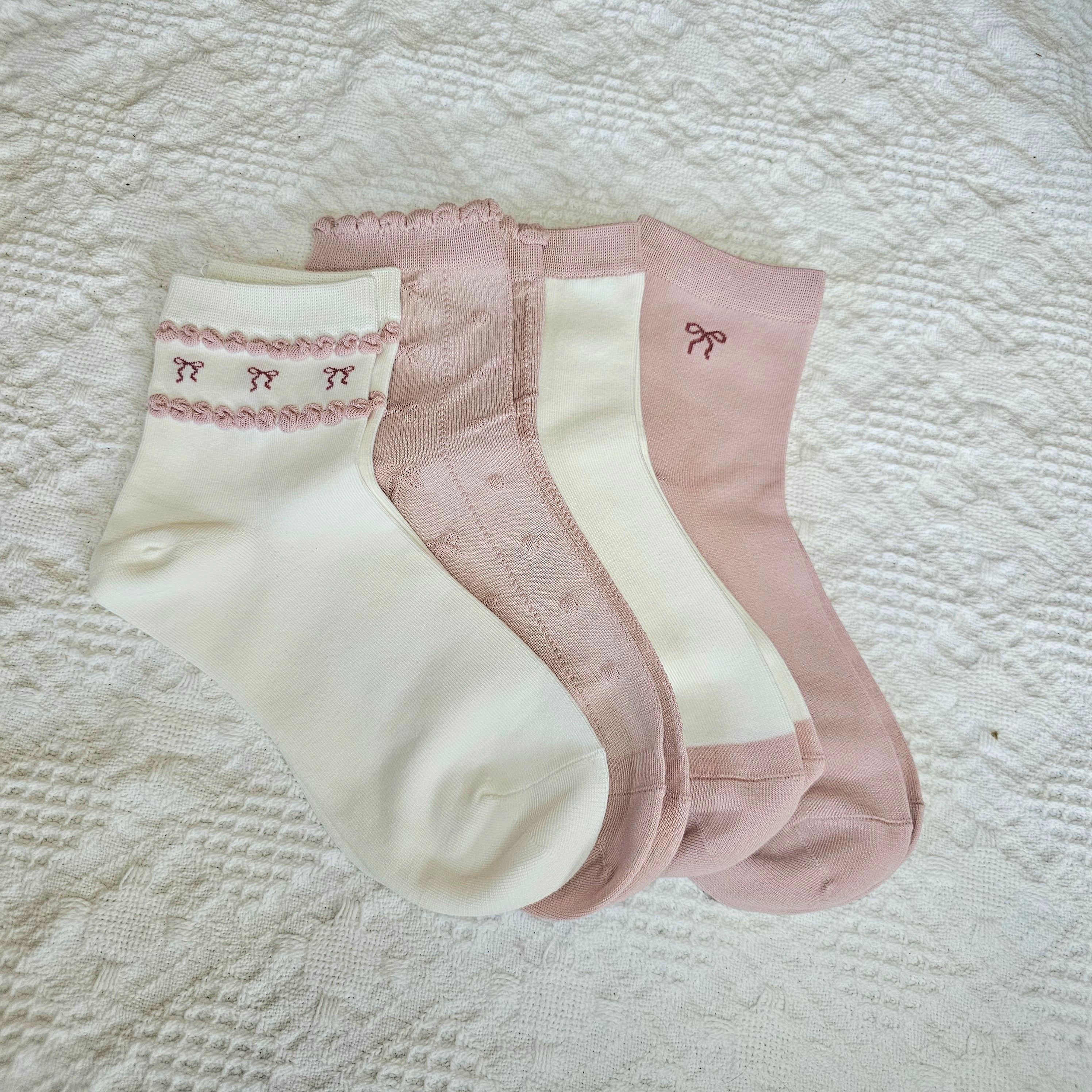 Blush Ribbon Socks