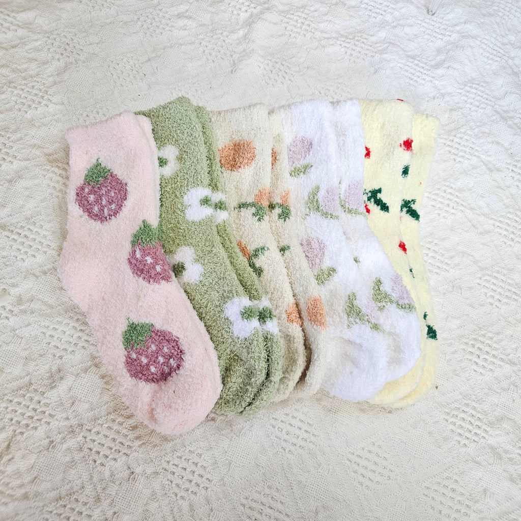 Cozy Berry Fuzzy Socks