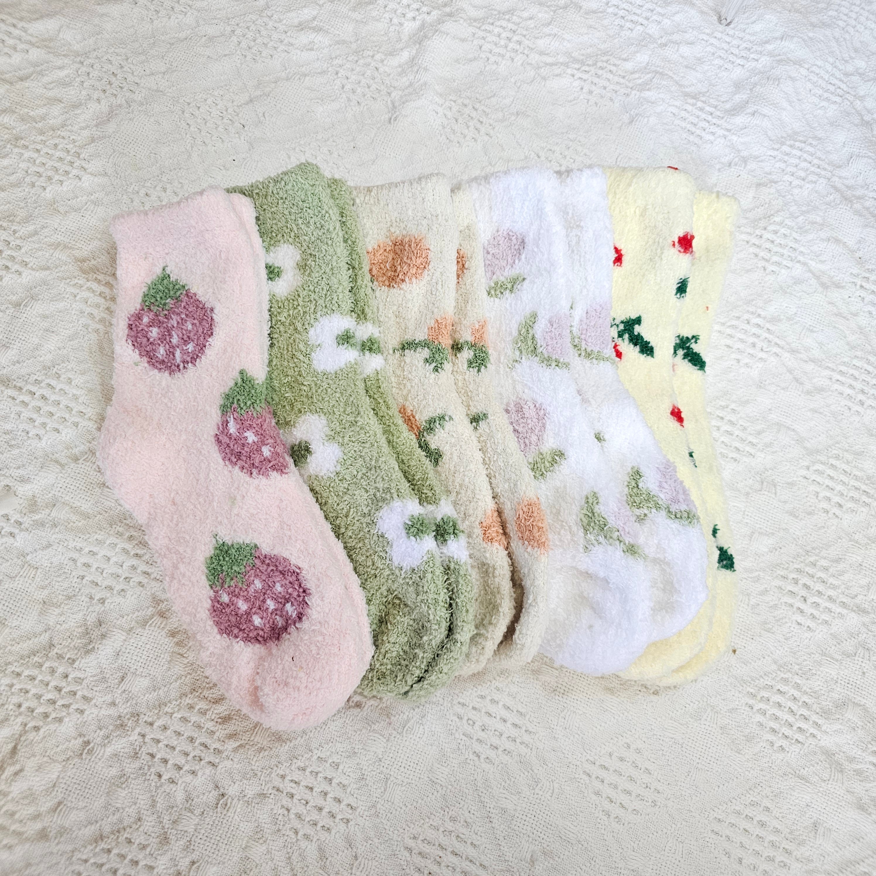 Cozy Berry Fuzzy Socks