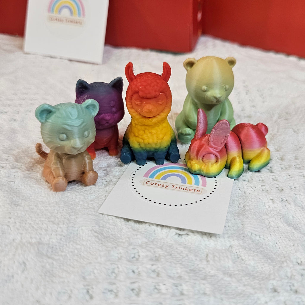 5-pcs 3D-Printed Tiny Animals