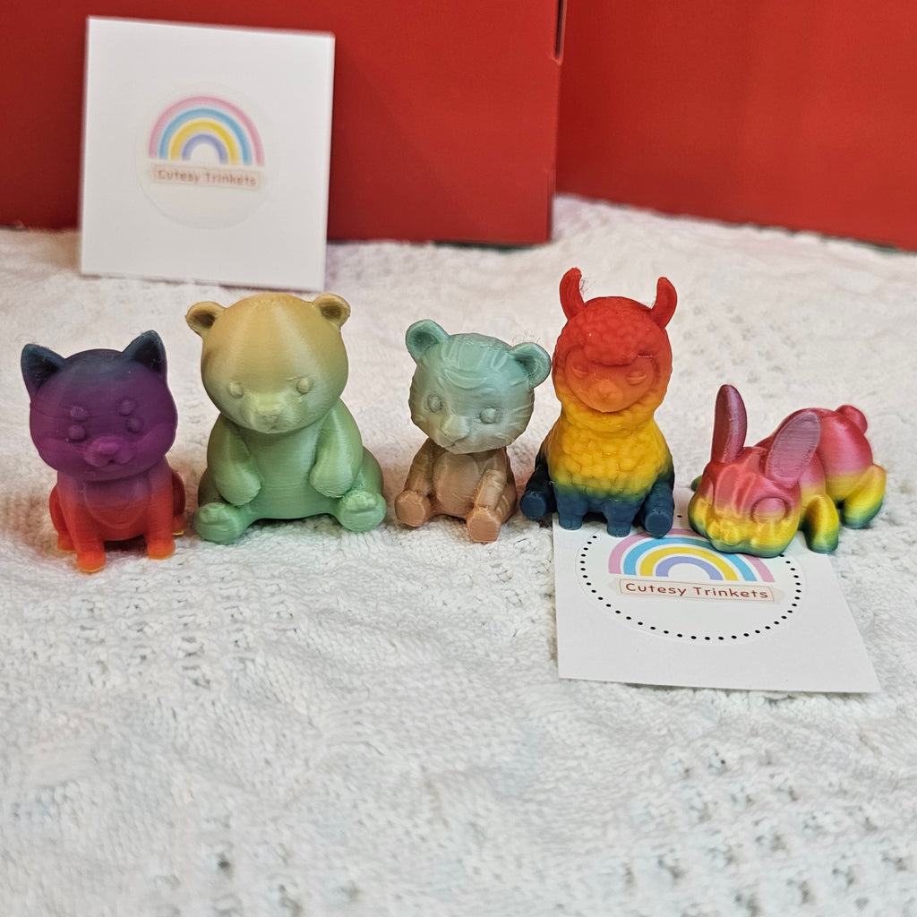 5-pcs 3D-Printed Tiny Animals